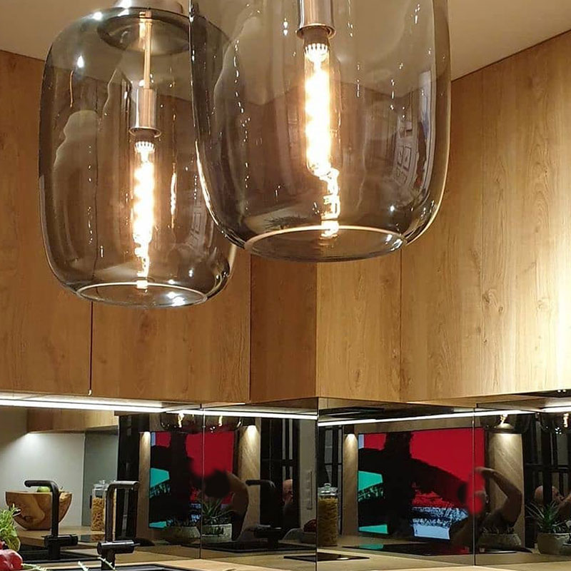 Große Glas-Pendelleuchte mit mundgeblasenem Rauchglas-Schirm, Bild 8 Große Glas-Pendelleuchte mit mundgeblasenem Rauchglas-Schirm, Bild 8
