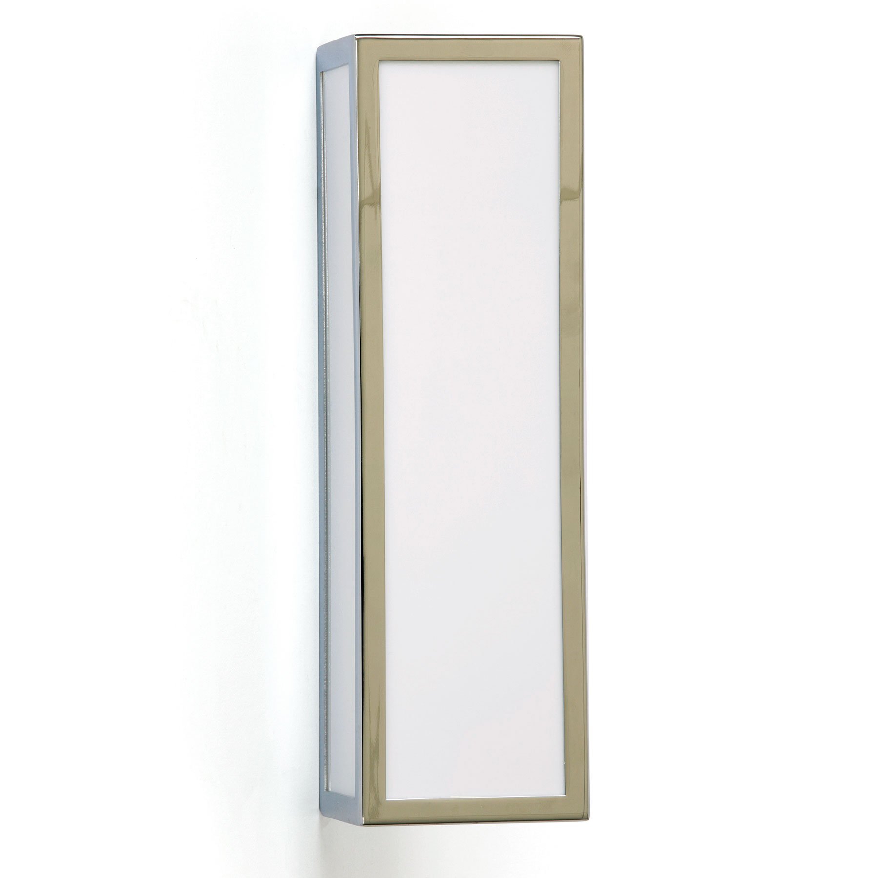 IP44 LED Kasten-Wandleuchte für das Bad im Bauhaus-Stil: Klare Formen: Kasten-Wandleuchte für Bad und Sauna, Ausführung in Chrom