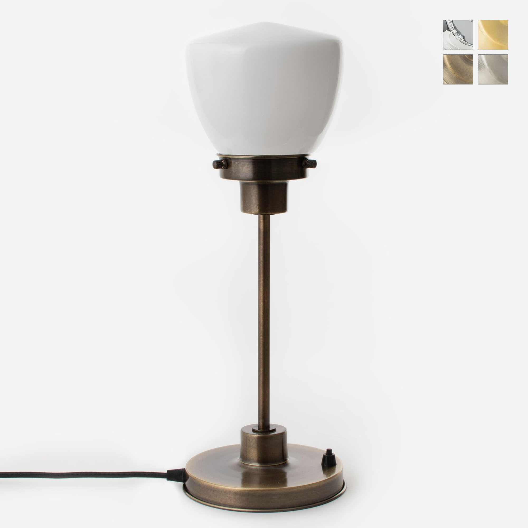 Art Déco table light with small schoolhouse glass