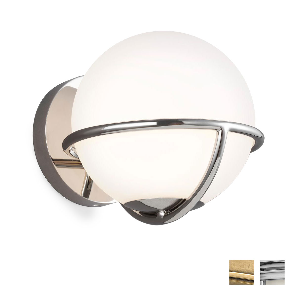 Retro-Futuristic Wall Light with Opal Glass Ball