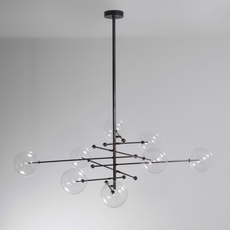 Adjustable eight-armed brass ball chandelier Adjustable eight-armed brass ball chandelier