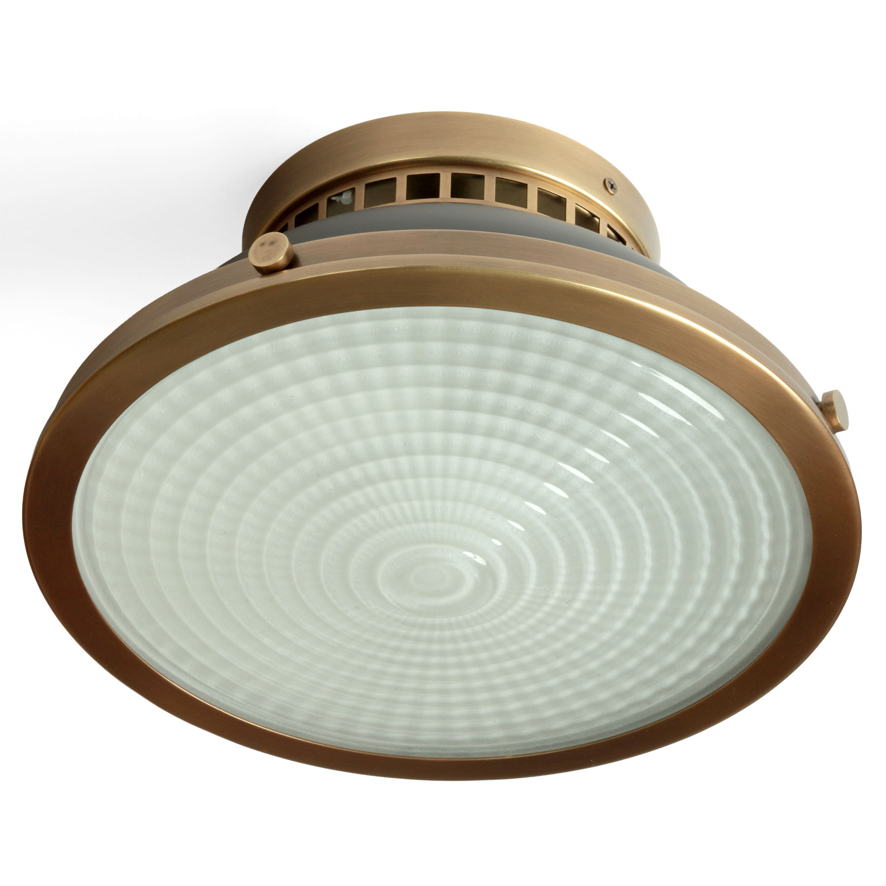 Runde Deckenleuchte mit Pressglas-Diffusor, Dunkelbronze, Ø 32 cm