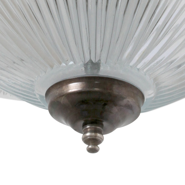 Bild 9: Alt-silbern patiniert Nostalgische Pendelleuchte mit zweiteiligem Holophanglas: Alt-silbern patiniert