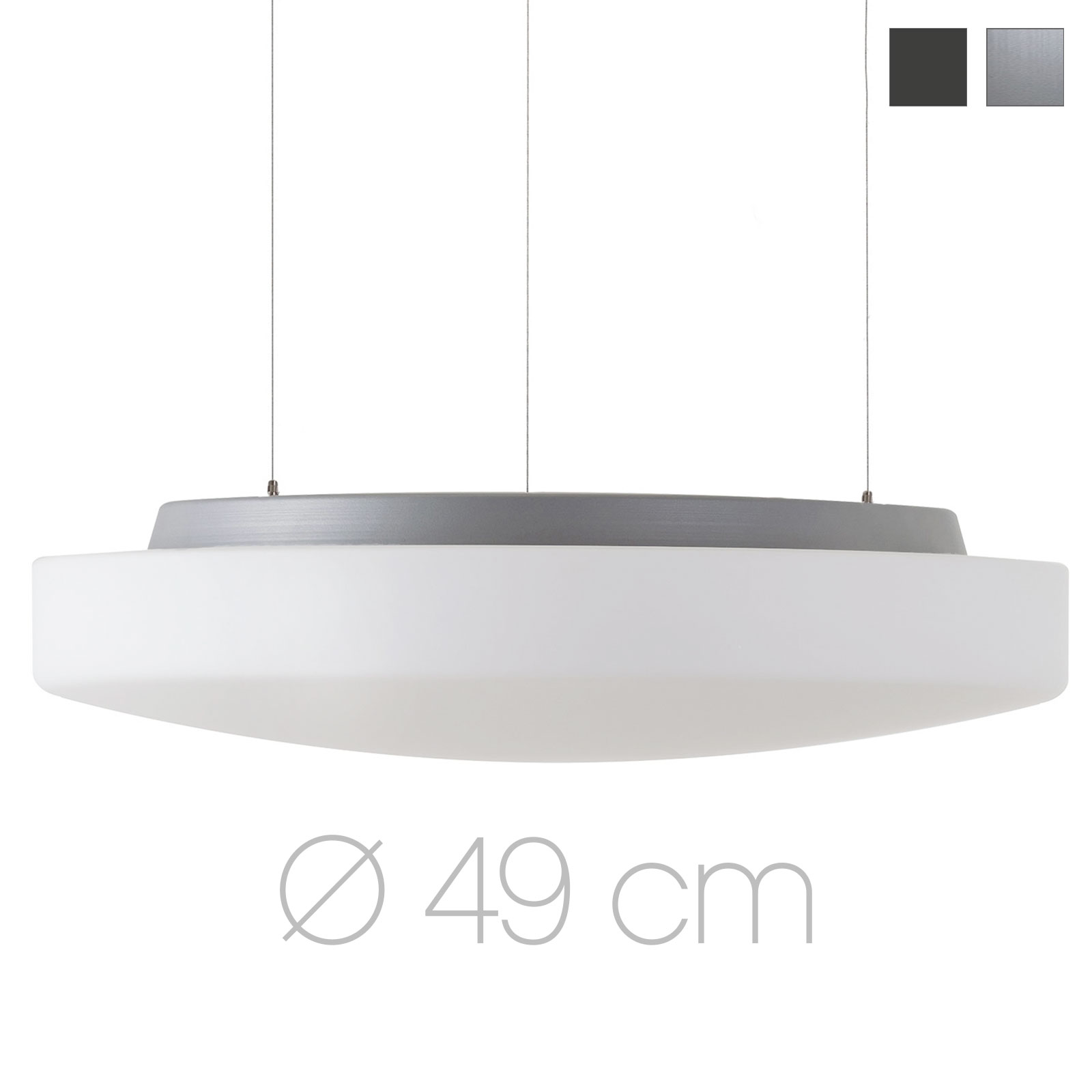 Flache, große Opalglas-Hängeleuchte ELLA LED, Ø 49 cm