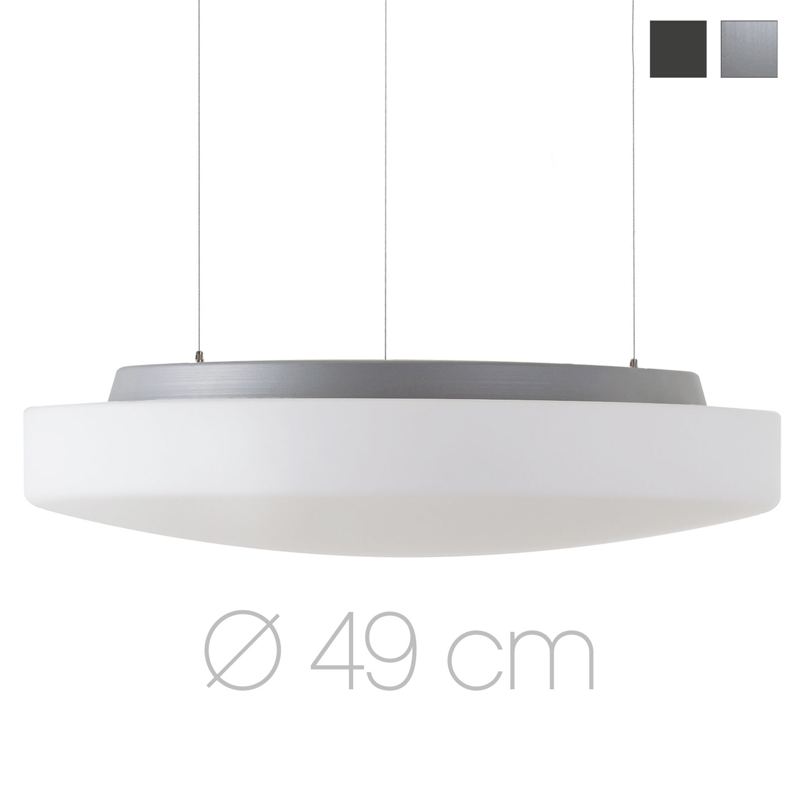 Large Flat Opal glass pendant light ELLA LE with LED Ø 49 cm