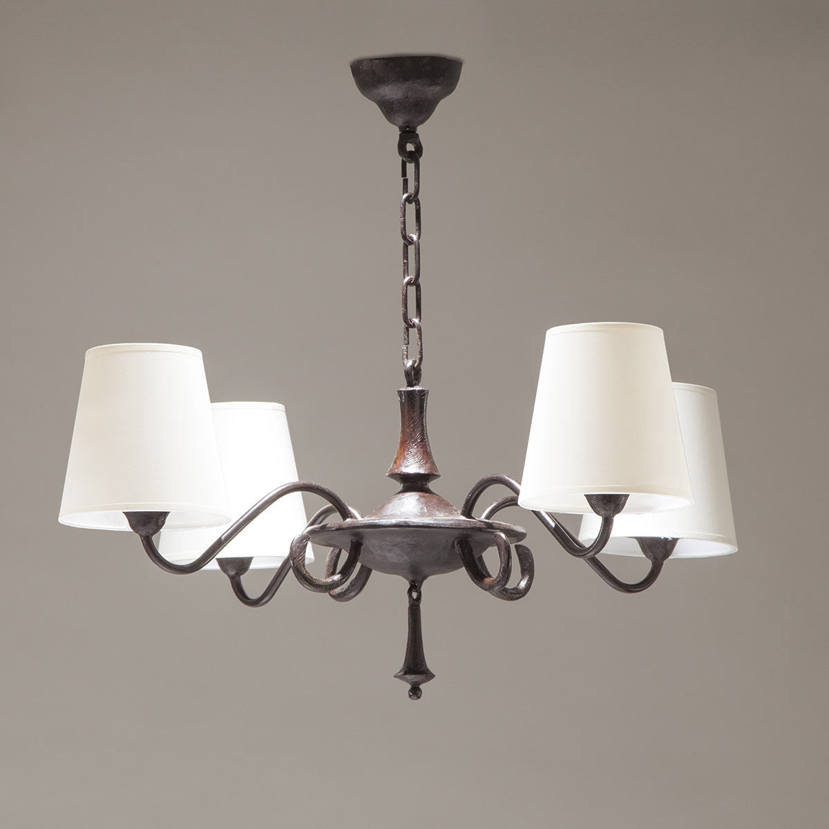 Bronzeguss-Lüster VENDÔME mit Textilschirmen (Ø 73 cm) Bronzeguss-Lüster VENDÔME mit Textilschirmen (Ø 73 cm)