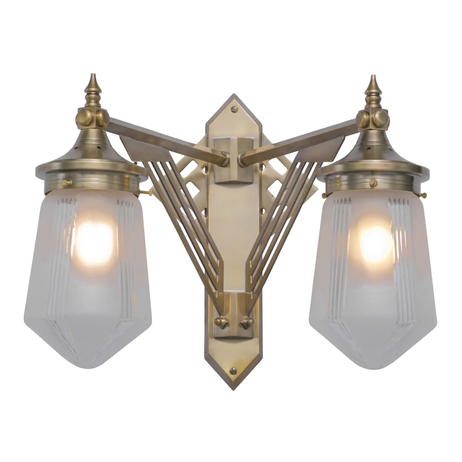 Zweiarmige Messing-Applique im Art déco-Stil Zweiarmige Messing-Applique im Art déco-Stil