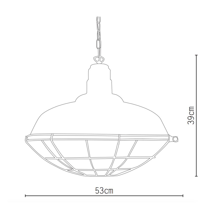 Bild 18: Maße der Leuchte Große Fabrikleuchte mit Schutzgitter COBALT: Maße der Leuchte