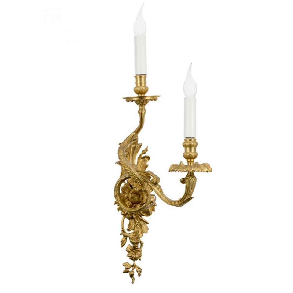 Luxuriöse Kerzen-Wandleuchte aus handgearbeiteter Bronze A701