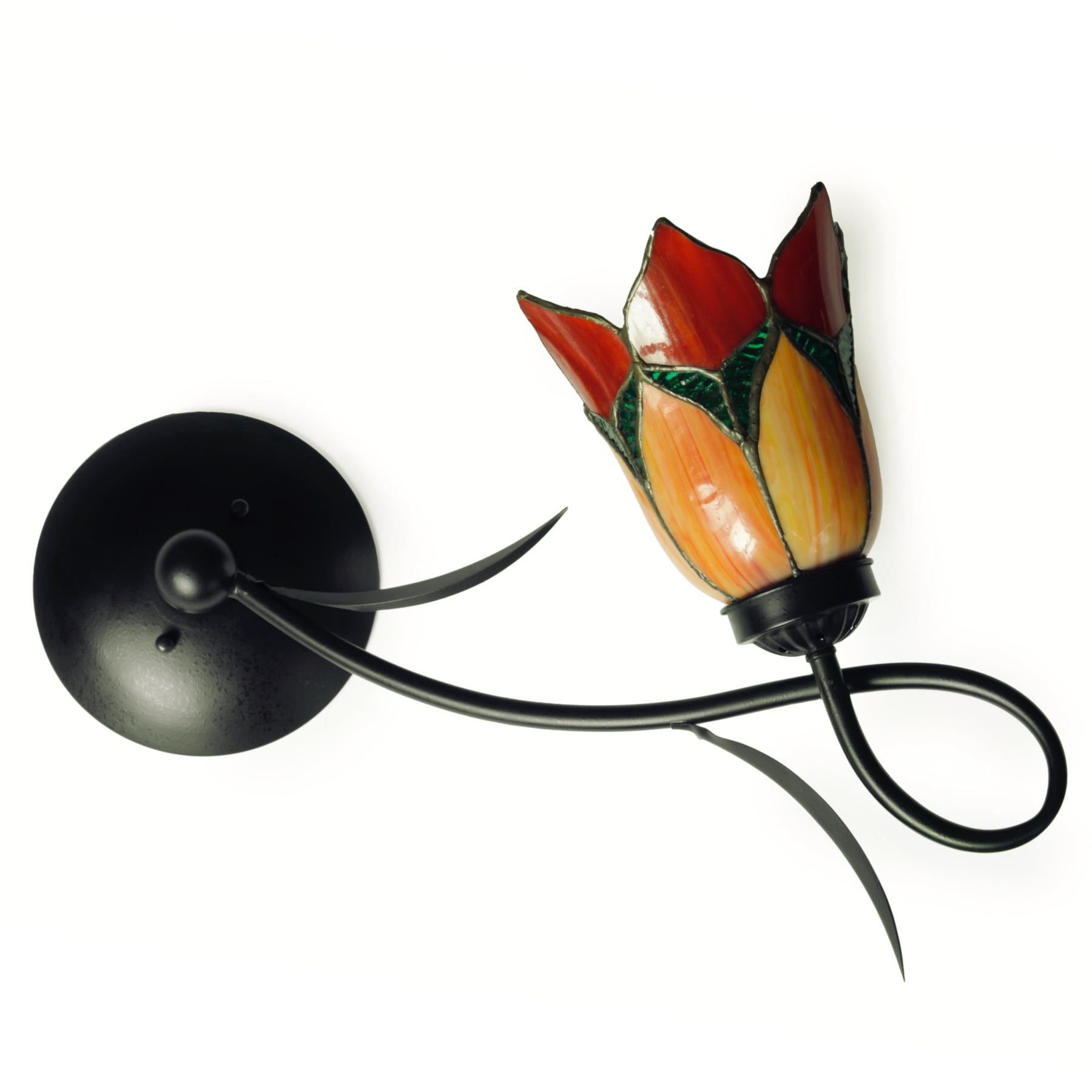 Small Tiffany wall light with red flower shade