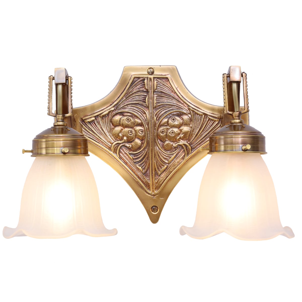 Two-flame Art Nouveau wall light SOLON WL V Two-flame Art Nouveau wall light SOLON WL V