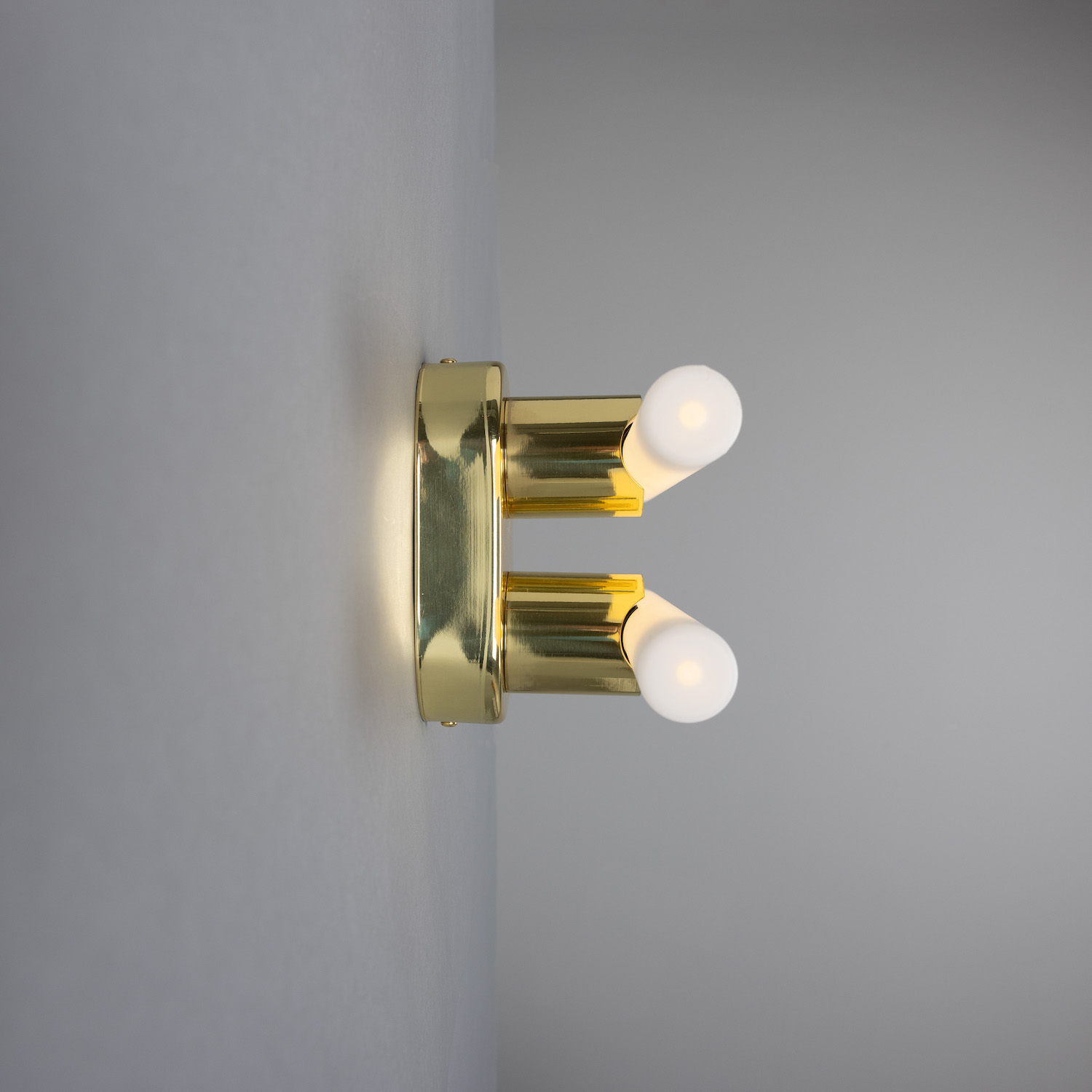 Double Brass Wall or Mirror Light: Messing poliert