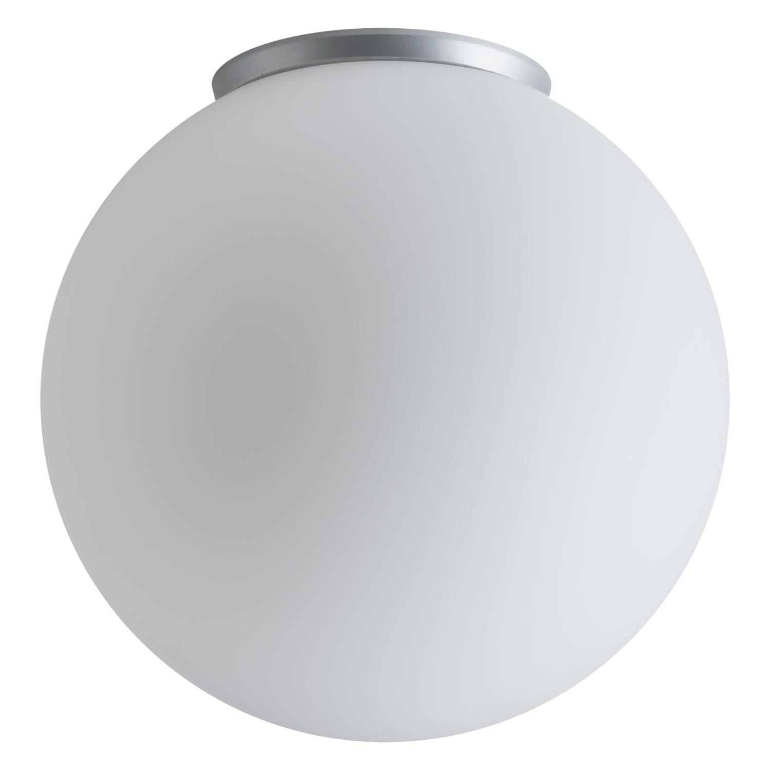 Schlichte LED-Deckenleuchte mit Kugel-Opalglas SPHERA, IP65, Ø 20–40 cm: Ø 30 cm, silbermatt