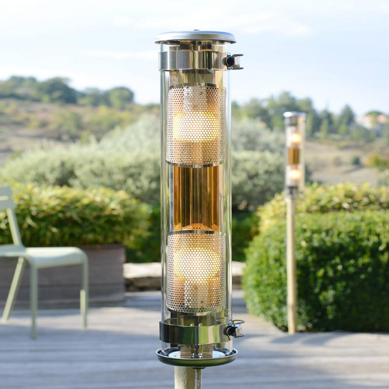 Glasröhren-Leuchte MUSSET, Ø 10 cm: Die Glasröhren-Leuchte mit Reflektor in Kupfer, mit Gewebe-Abschirmung.