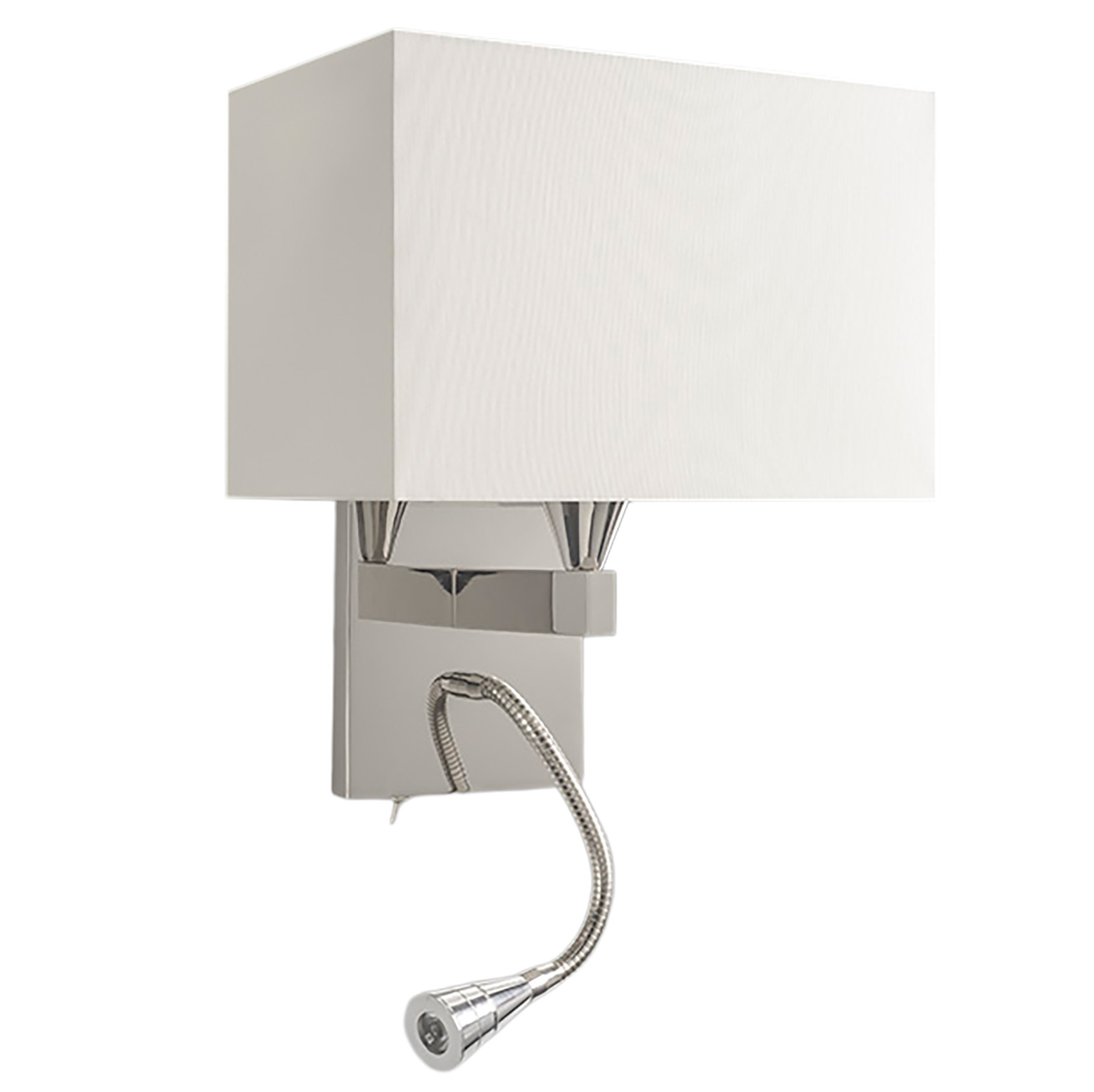Klassische Stoffschirm-Wandleuchte mit flexiblem Leselicht AL008