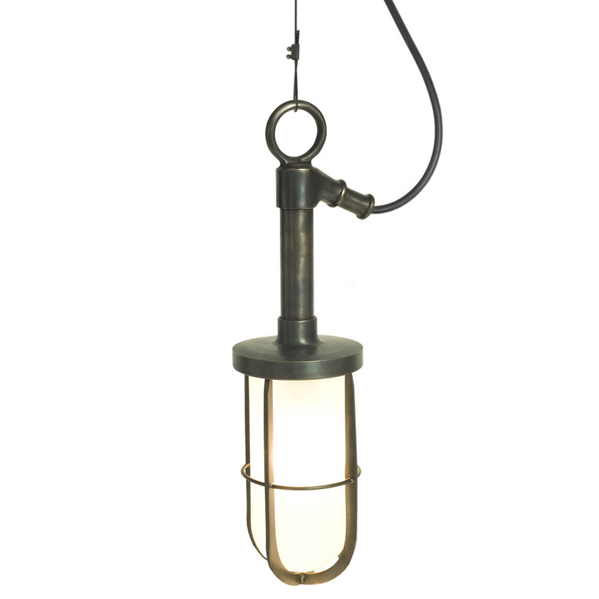 Cast brass pendant with glass, grille (& shade)