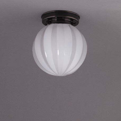 Art Déco ceiling light with opal glass STAR FRUIT Ø 16 cm: Deckenteil getreppt, dunkel patiniert