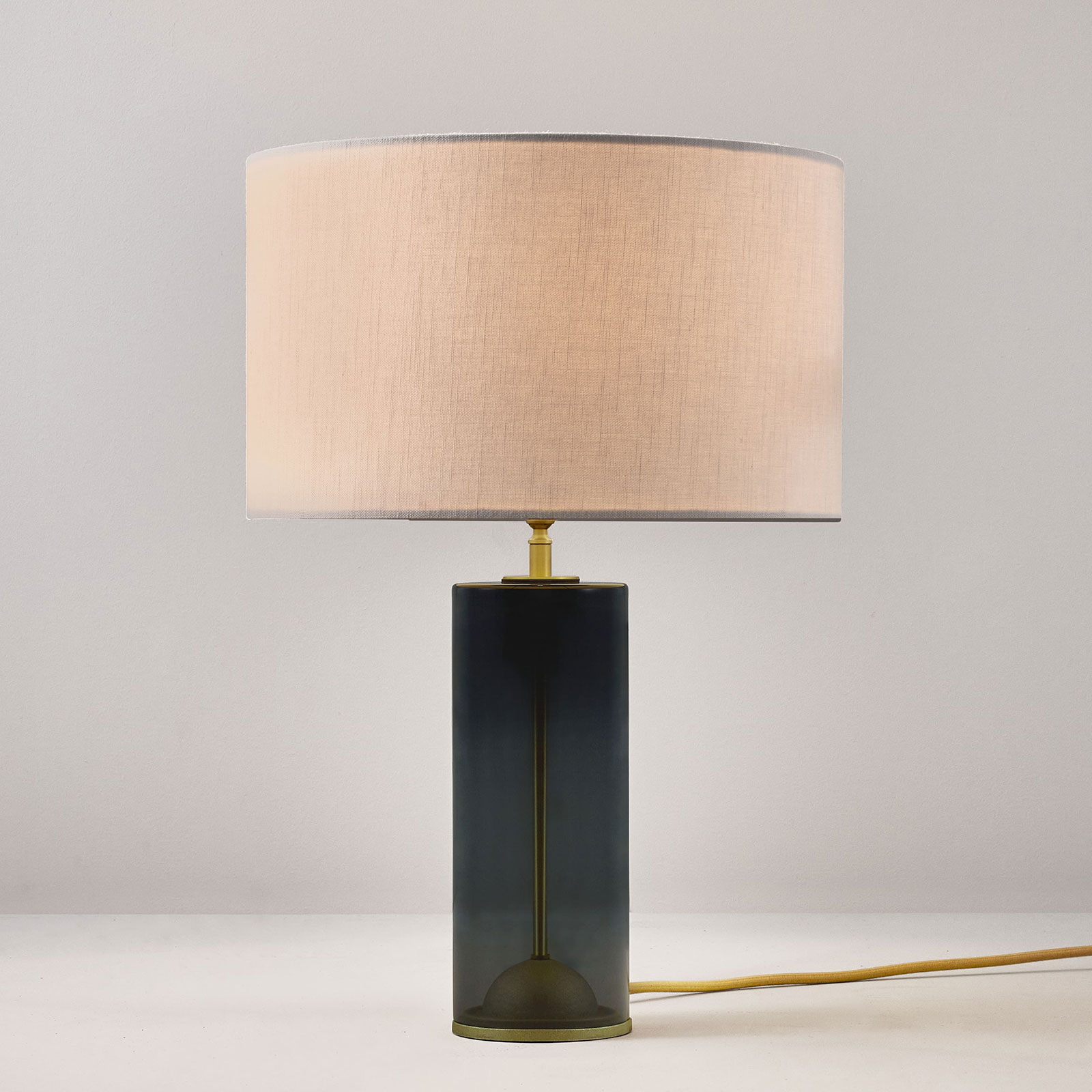 Table Lamp CROSBY 1 with Smoked Glass Base and Fabric Shade Table Lamp CROSBY 1 with Smoked Glass Base and Fabric Shade