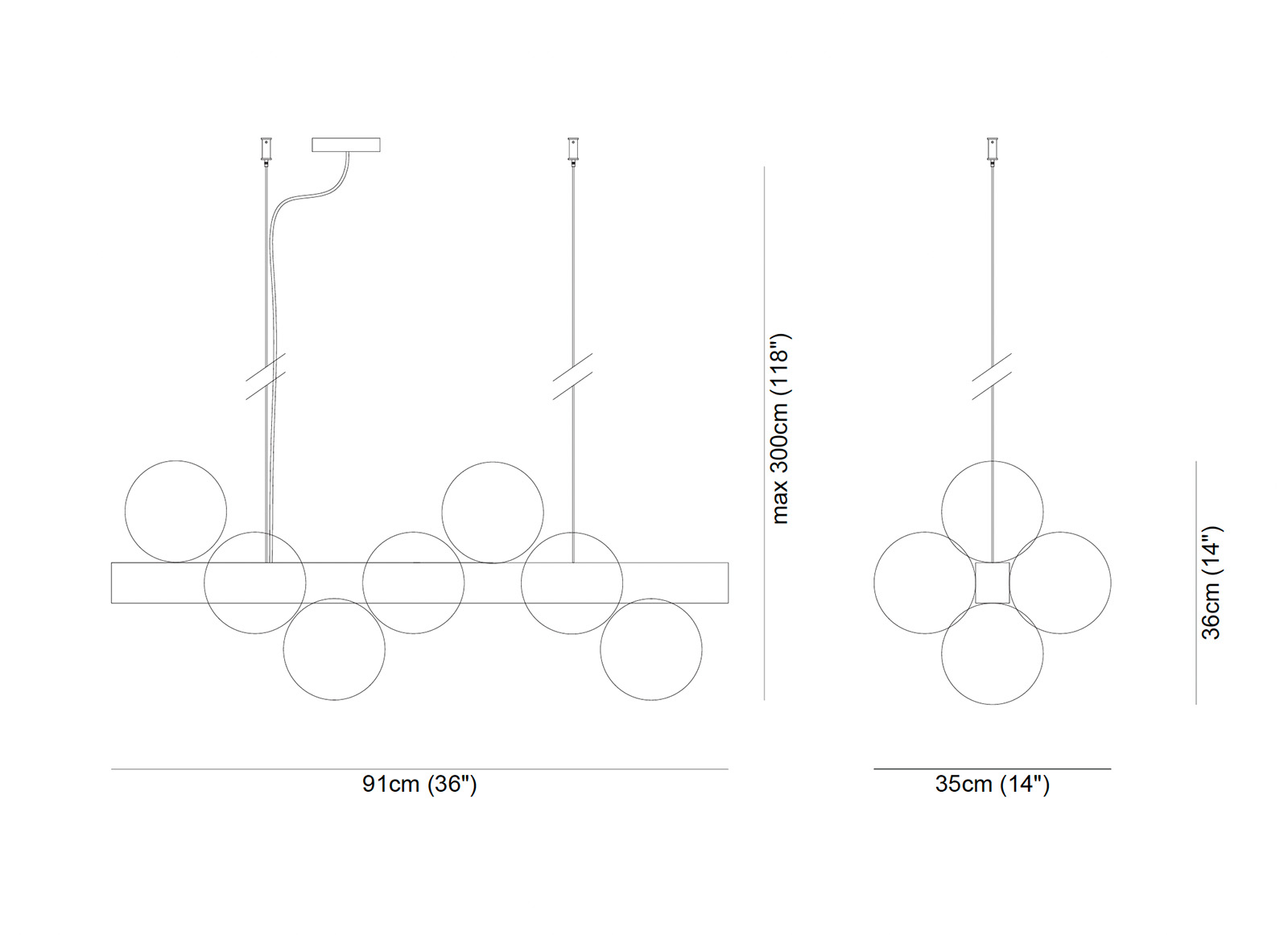 Balken-Leuchter mit sieben Alabaster-Kugeln DIONISO, Bild 6 Balken-Leuchter mit sieben Alabaster-Kugeln DIONISO, Bild 6