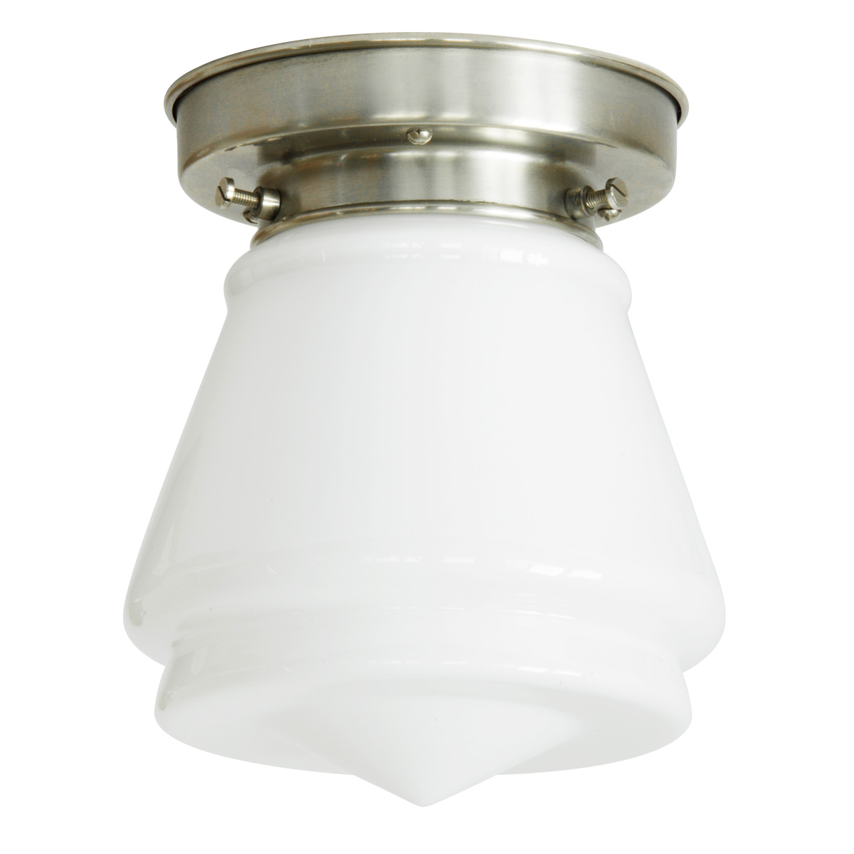 Kleine Art déco-Deckenleuchte mit Komet-Opalglas Ø 17 cm Kleine Art déco-Deckenleuchte mit Komet-Opalglas Ø 17 cm
