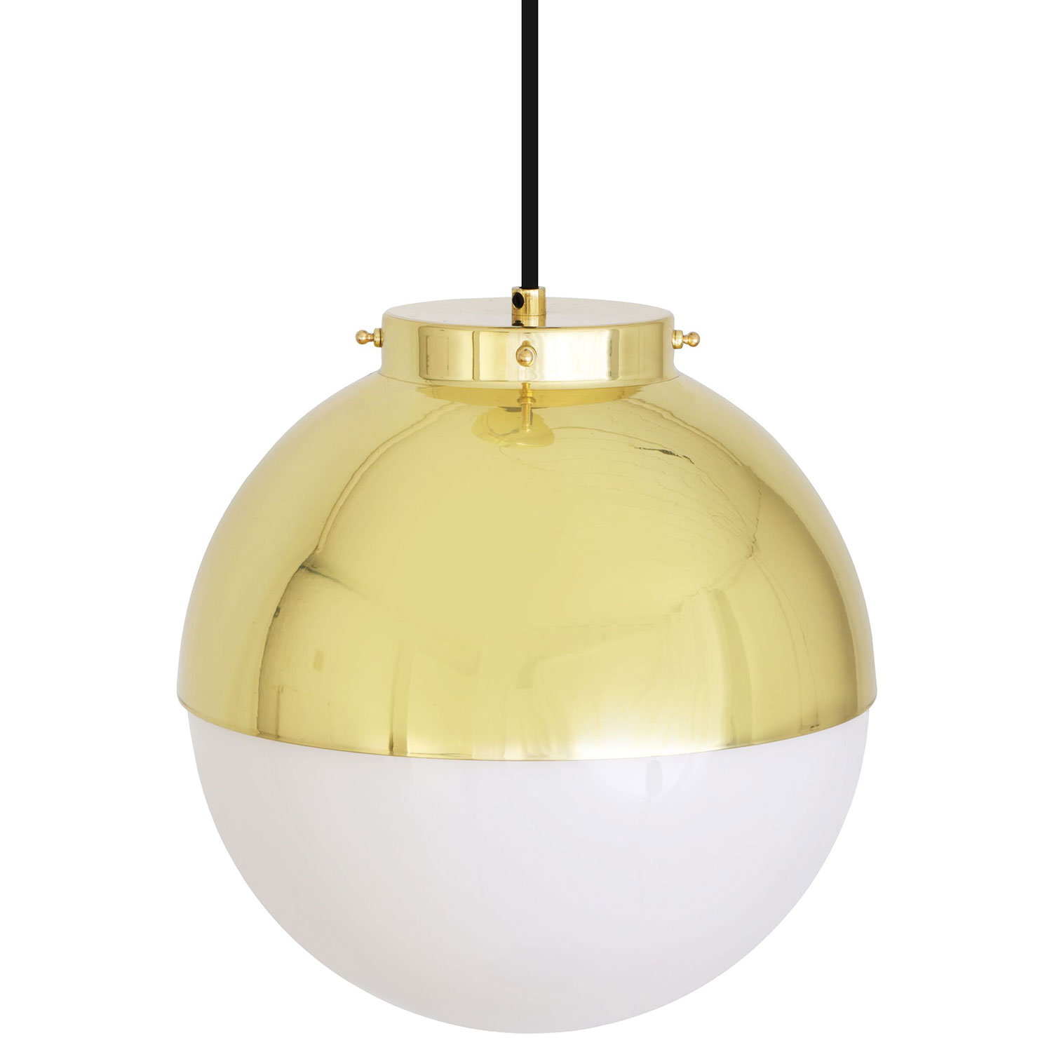 Moderne Glaskugel-Pendelleuchte mit Messing-Kuppel – Casa Lumi