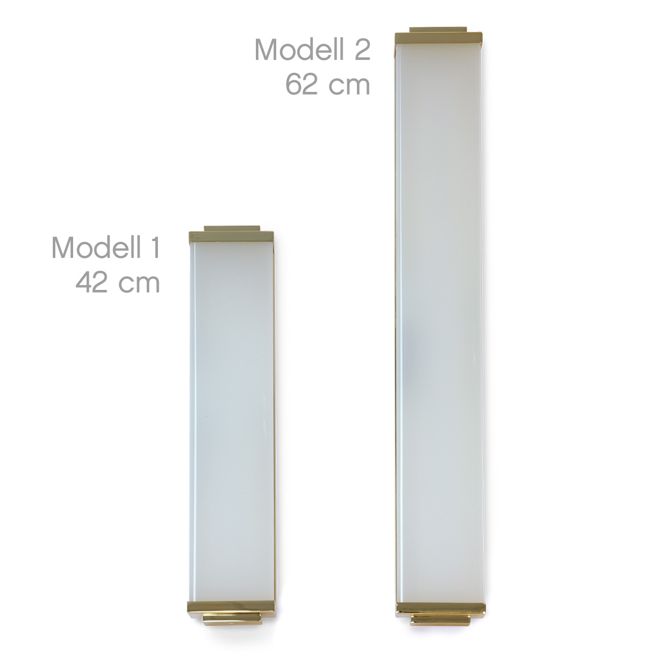Elegante Art-Déco-Wandleuchte LED IP44: Die beiden Größen/Modell im Vergleich (Gold-Ausführung)
