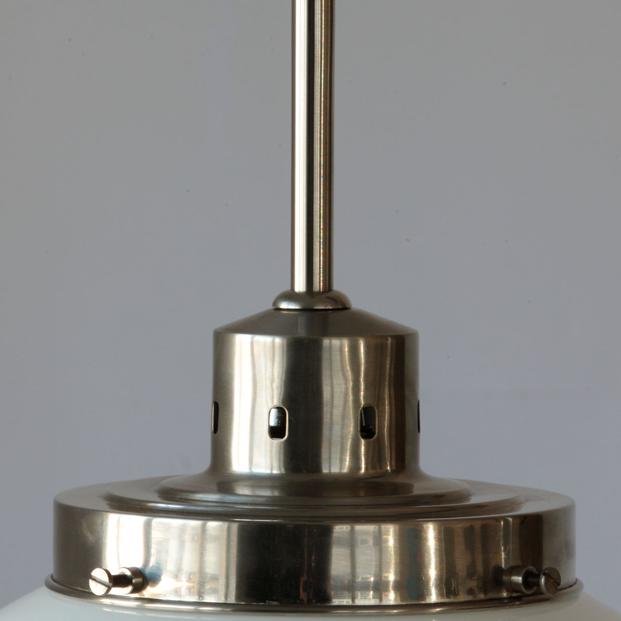 Art déco-Stab-Pendelleuchte mit dreistufigem Zylinder-Opalglas, Bild 5