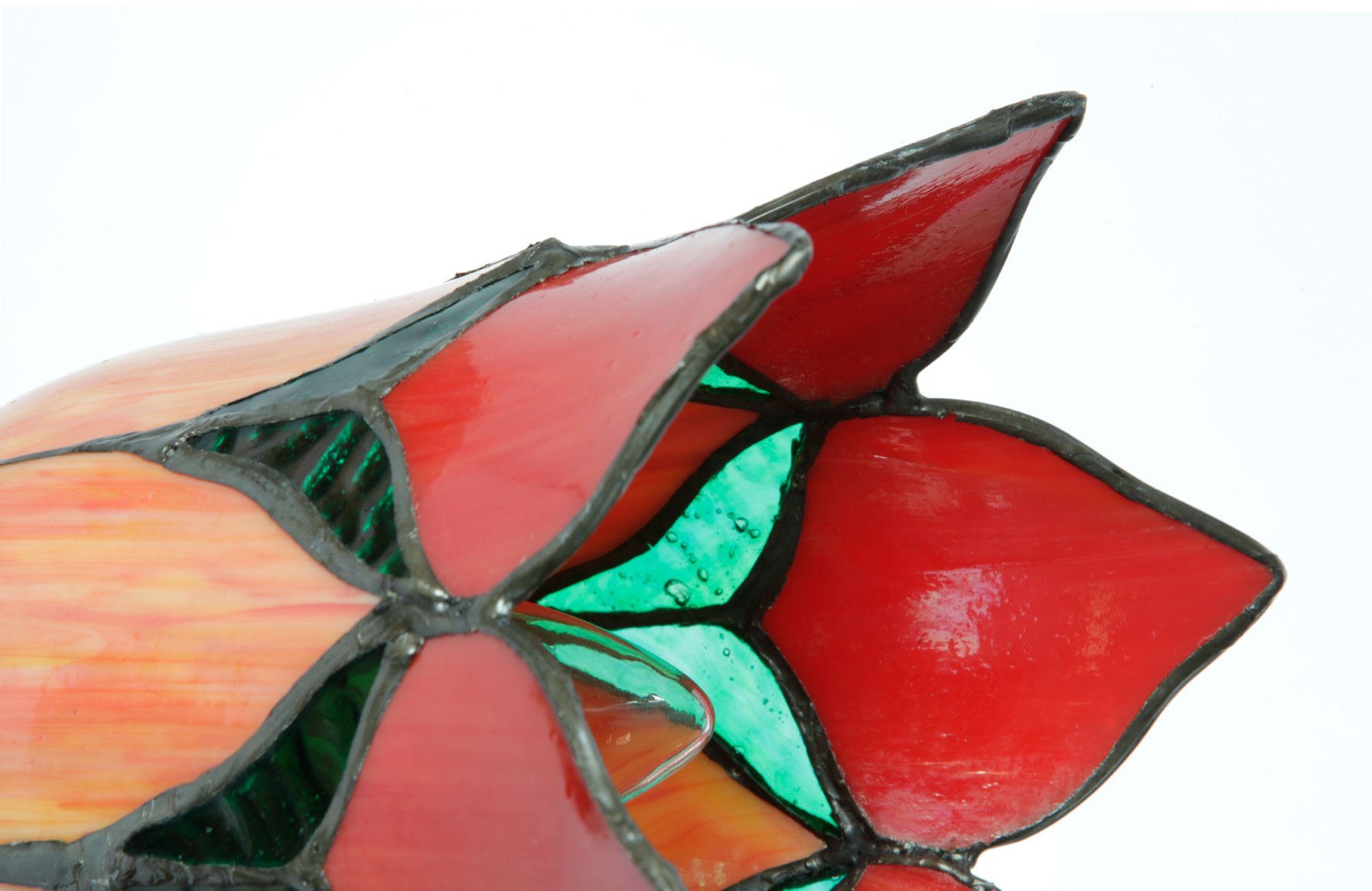 Zweiflammige Tiffany-Wandleuchte mit roten Blütenschirmen, Bild 3