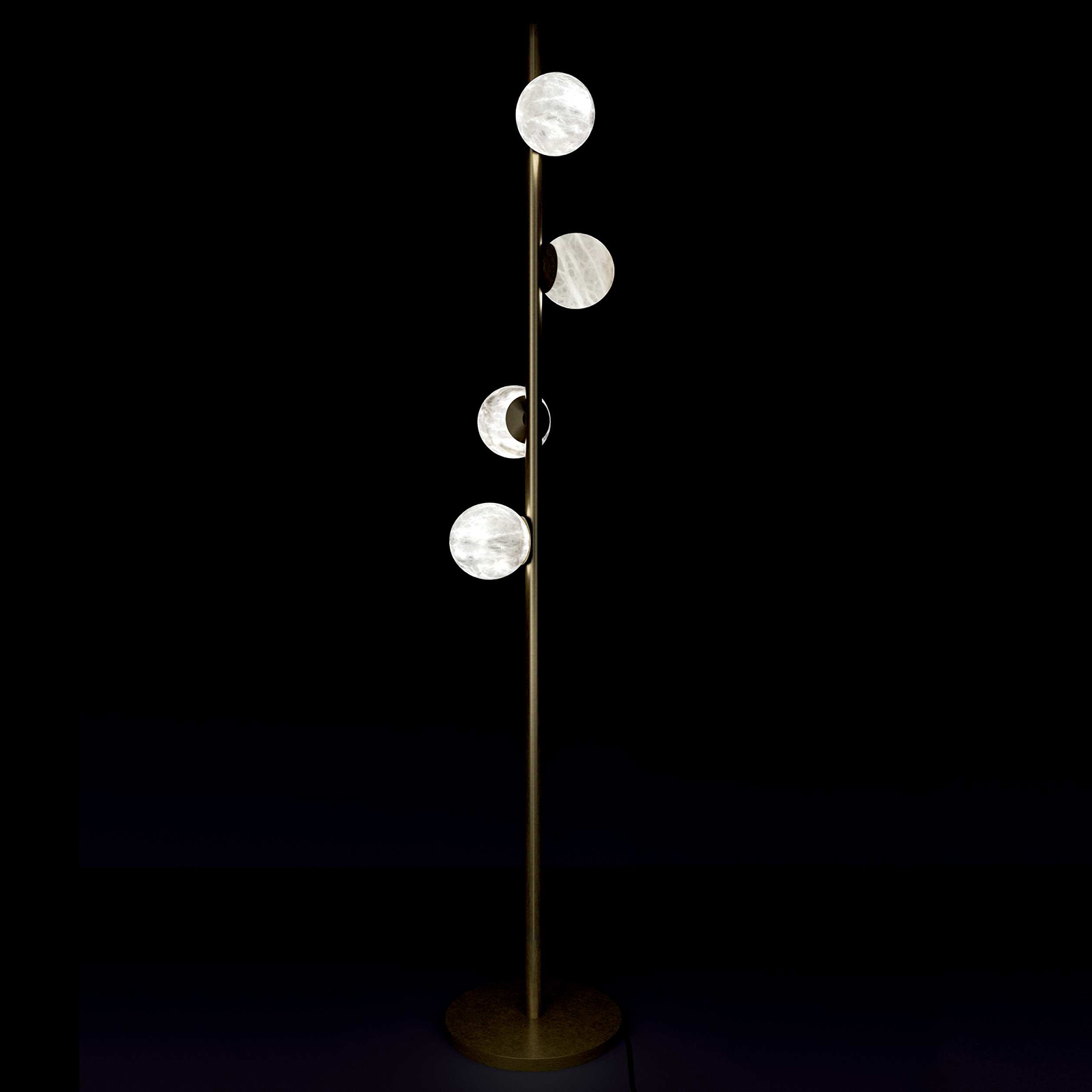 Elegant Floor Lamp From Italy With Four Alabaster Spheres OFIONE