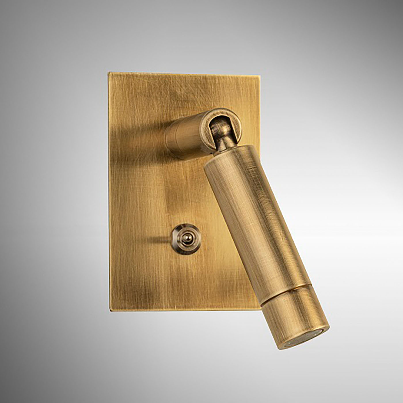 LED-Gelenk-Spot aus Messing zur Einbau-Montage AL45: Das Modell mit Schalter in natur matt satiniert.