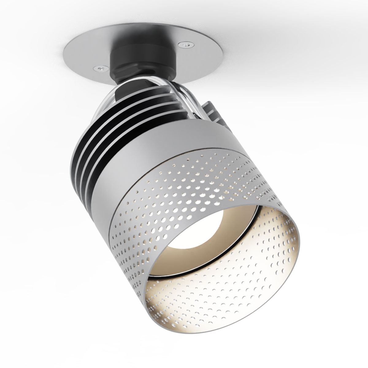 MOD Recessed Deckenspot – Modulares Strahlersystem: Silber mit Lochblende