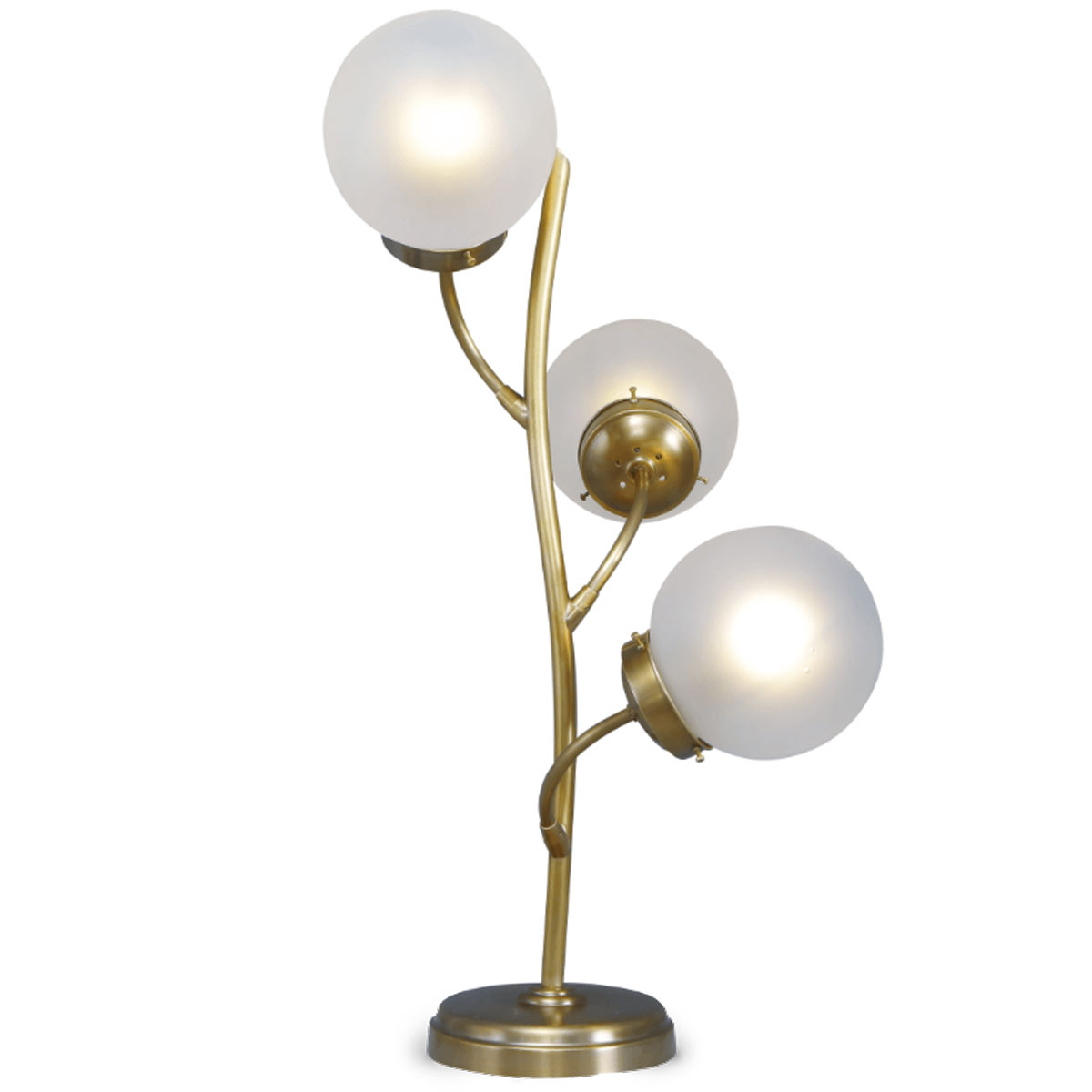 Naturalistic Brass Craft Table Lamp with Glass Spheres on Twigs