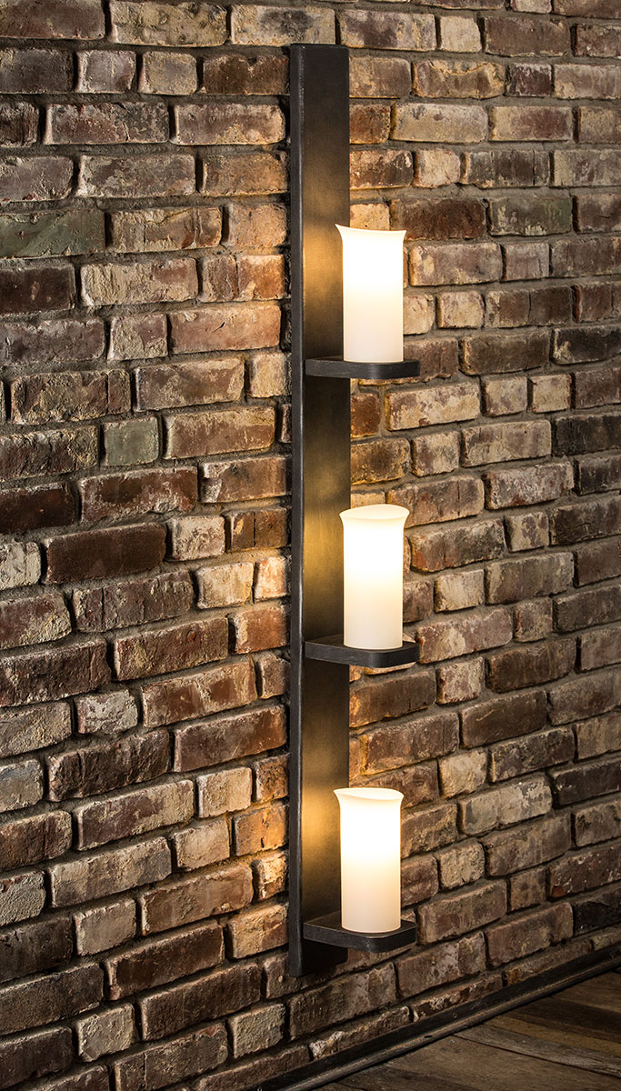 Three-storey candle wall light WL 3656, wrought iron