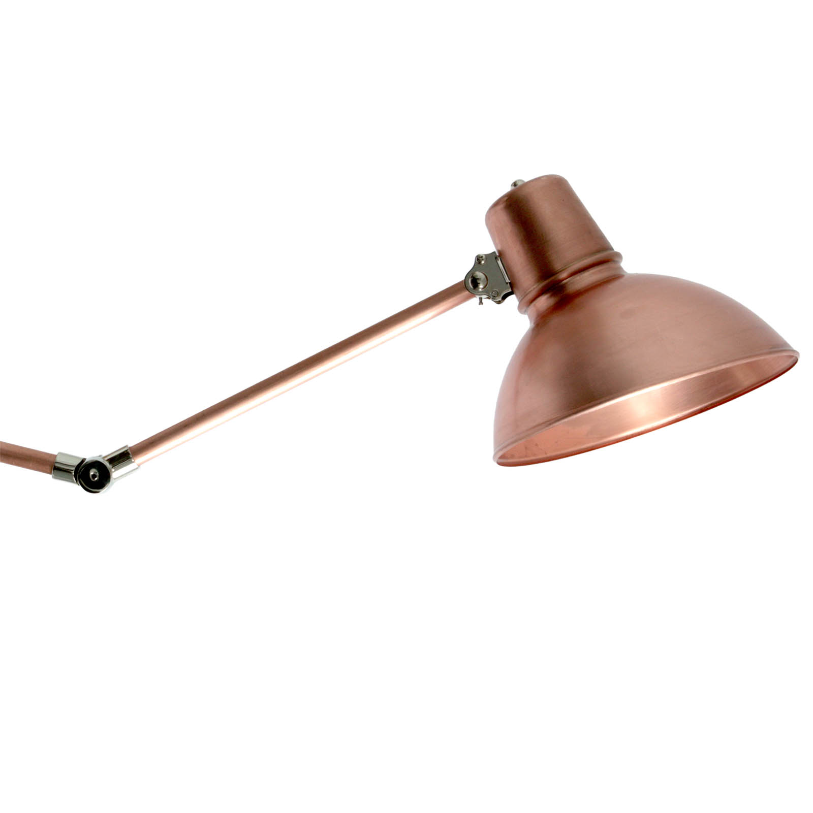 FRANKFURT Gelenkleuchte im Bauhaus-Stil: Abgebildet in Kupfer Roh mit vernickelten Gelenken