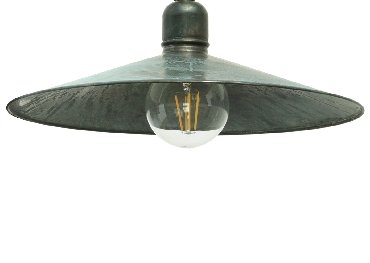 Bild 8: Reflektordurchmesser 400 mm, Kupfer patiniert BINGEN Hängeleuchte mit flachem Kupfer-Schirm, Ø 16-40 cm: Reflektordurchmesser 400 mm, Kupfer patiniert