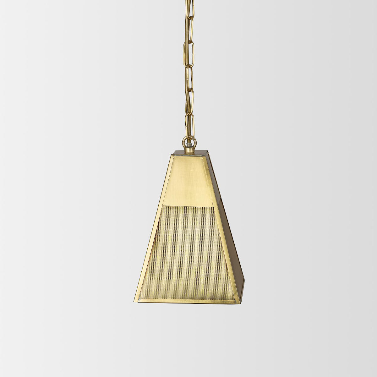 Bild 9: Kleines Modell, Messing satiniert PASCAL Pendelleuchte mit perforiertem Messing-Schirm: Kleines Modell, Messing satiniert