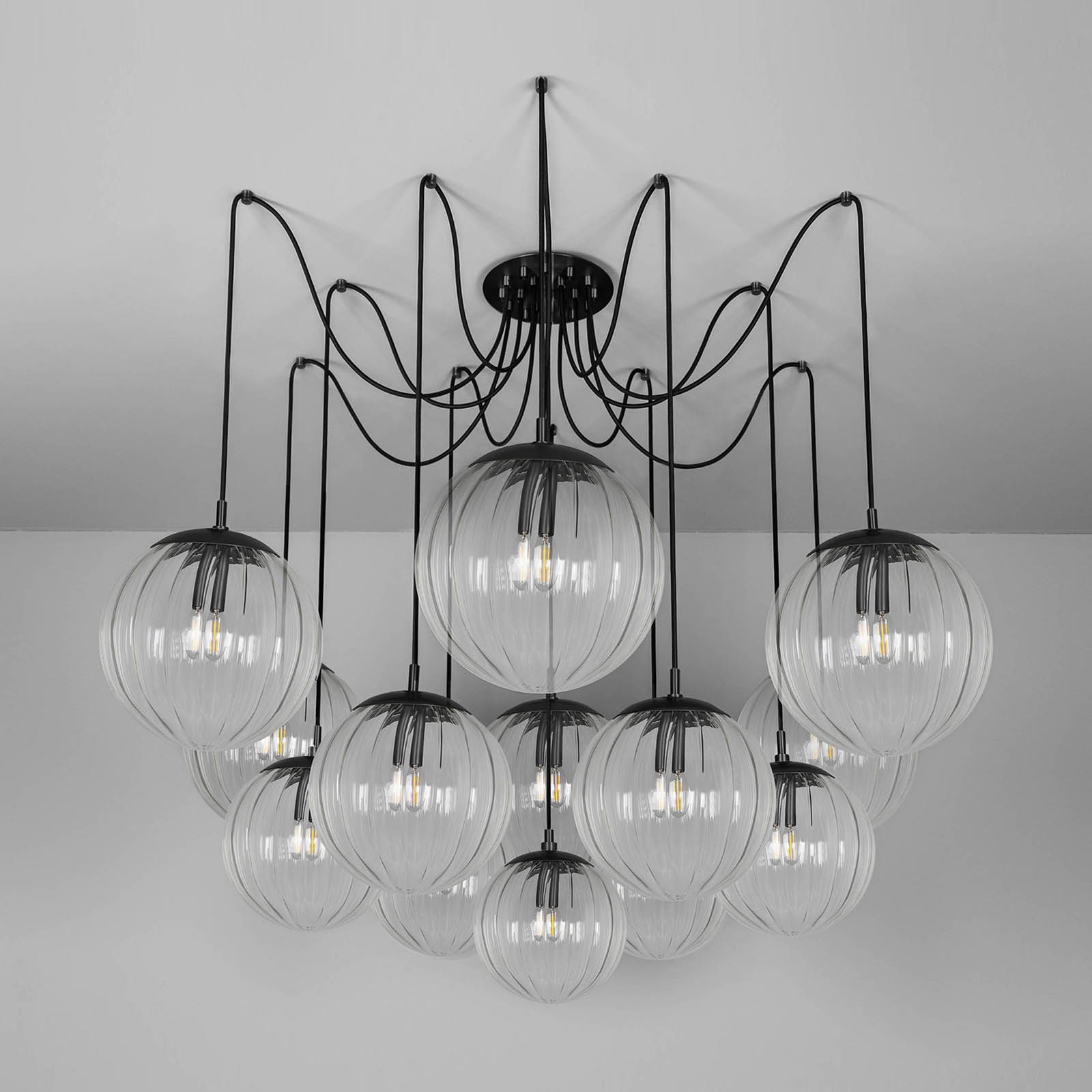 Cascade Chandelier SPIDER with 13 Glass Spheres