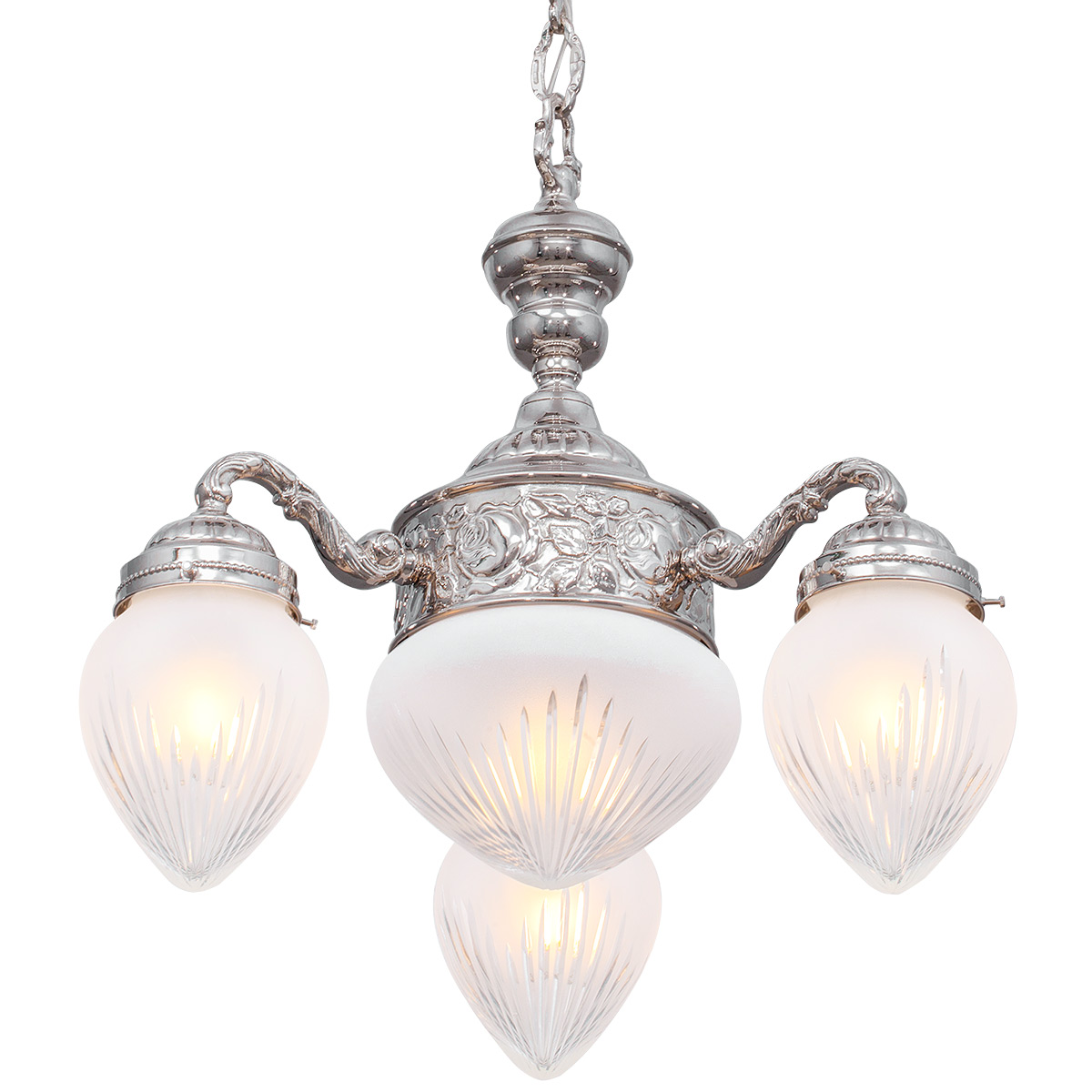 Three-armed, classic chandelier ROSEA I