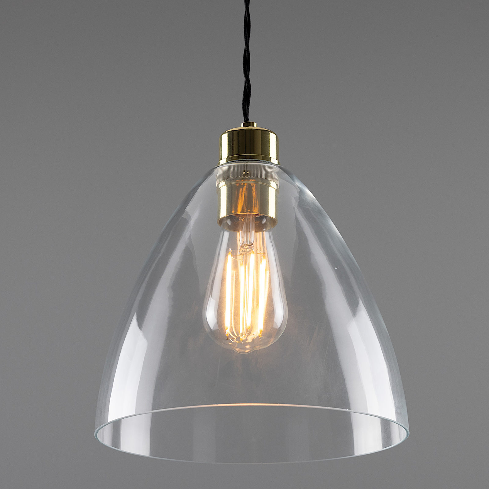 Kleine Pendelleuchte mit klarem Glasschirm – Casa Lumi