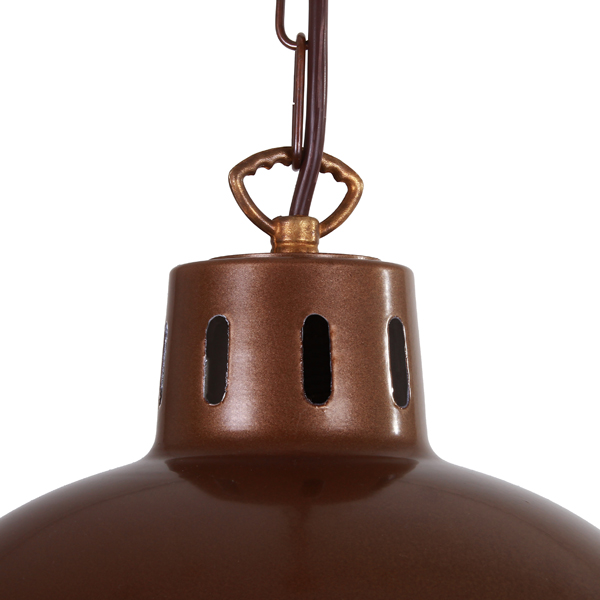 Bild 8: Detailansicht des Doms, Ausführung:  Aluminium, pulverlackiert bronze Industrieleuchte mit Schutzgitter und Holophanglas-Refraktor: Detailansicht des Doms, Ausführung:  Aluminium, pulverlackiert bronze