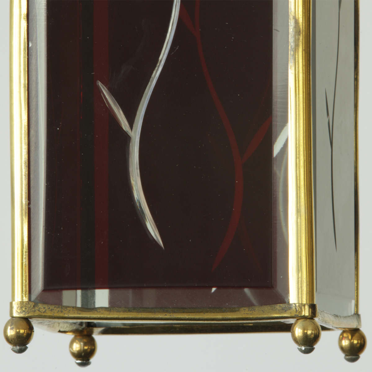 Antike Laterne mit rubinroten geschliffenen Glas, Böhmen, um 1930 – VERKAUFT, Bild 3