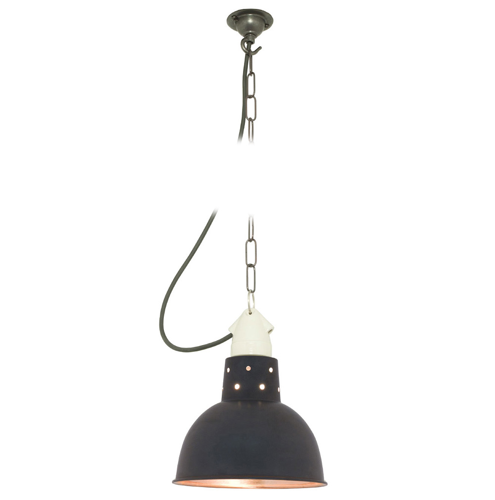 Kleine Stall-Lampe mit Porzellanhalter, Kupfer, Bild 4