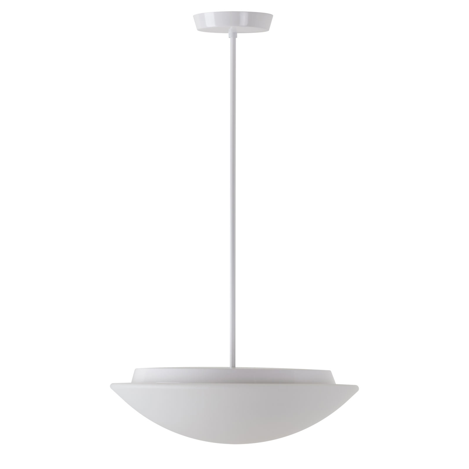 Bild 3: Ø 42 cm = Größe M Stab-Pendelleuchte AURORA mit flach gewölbtem Opalglas-Schirm: Ø 42 cm = Größe M