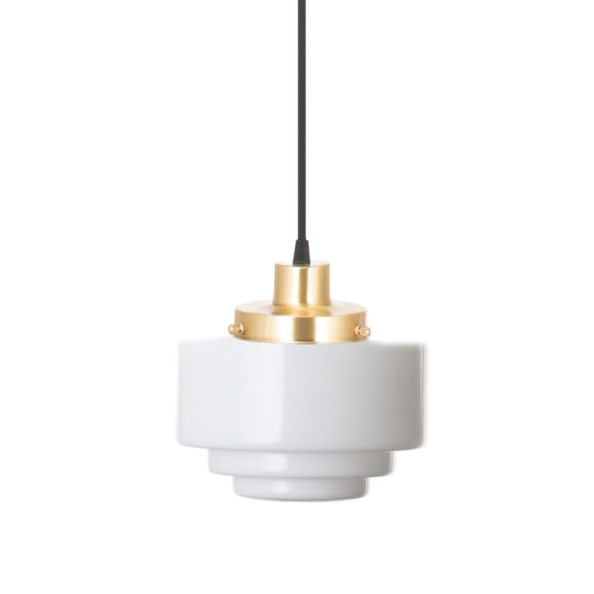 Pendant Lamp with Stepped Opal Glass Ø 20/25 cm