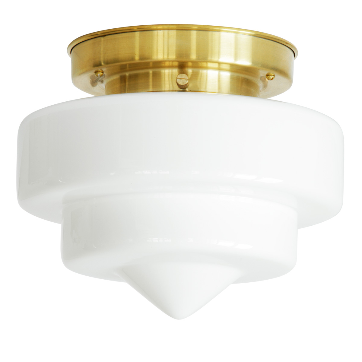 Traditional ceiling light with pointed opal glass and stepped bracket