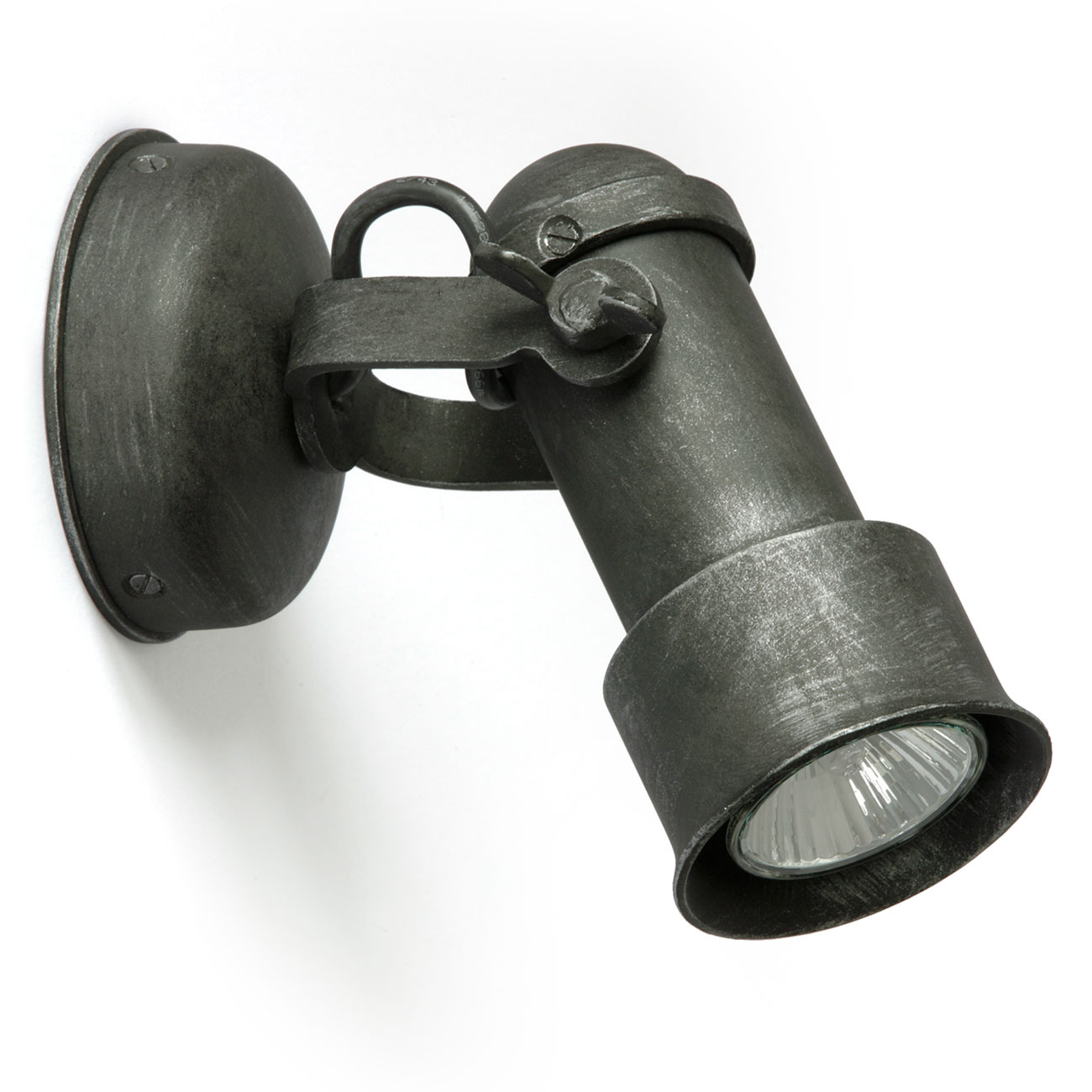 Solid hand-forged spotlight made of wrought iron