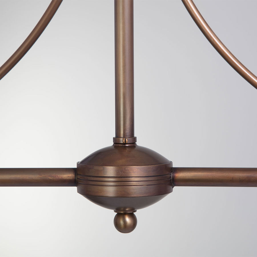 Doppel-Esstischleuchte im Stil einer Billardlampe COURSIF: Messing geätzt mit Firnis