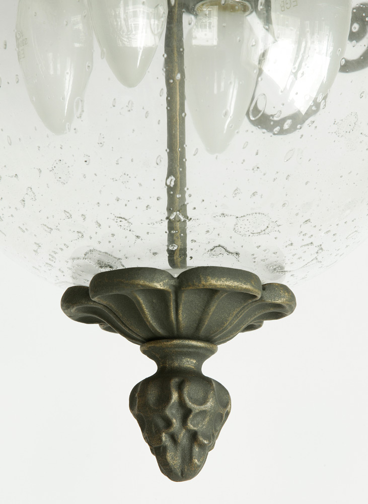 Deckenleuchte mit Glas-Kuppel und Schmiedeeisen-Ornamenten Ø 32 cm: Alt-Bronze