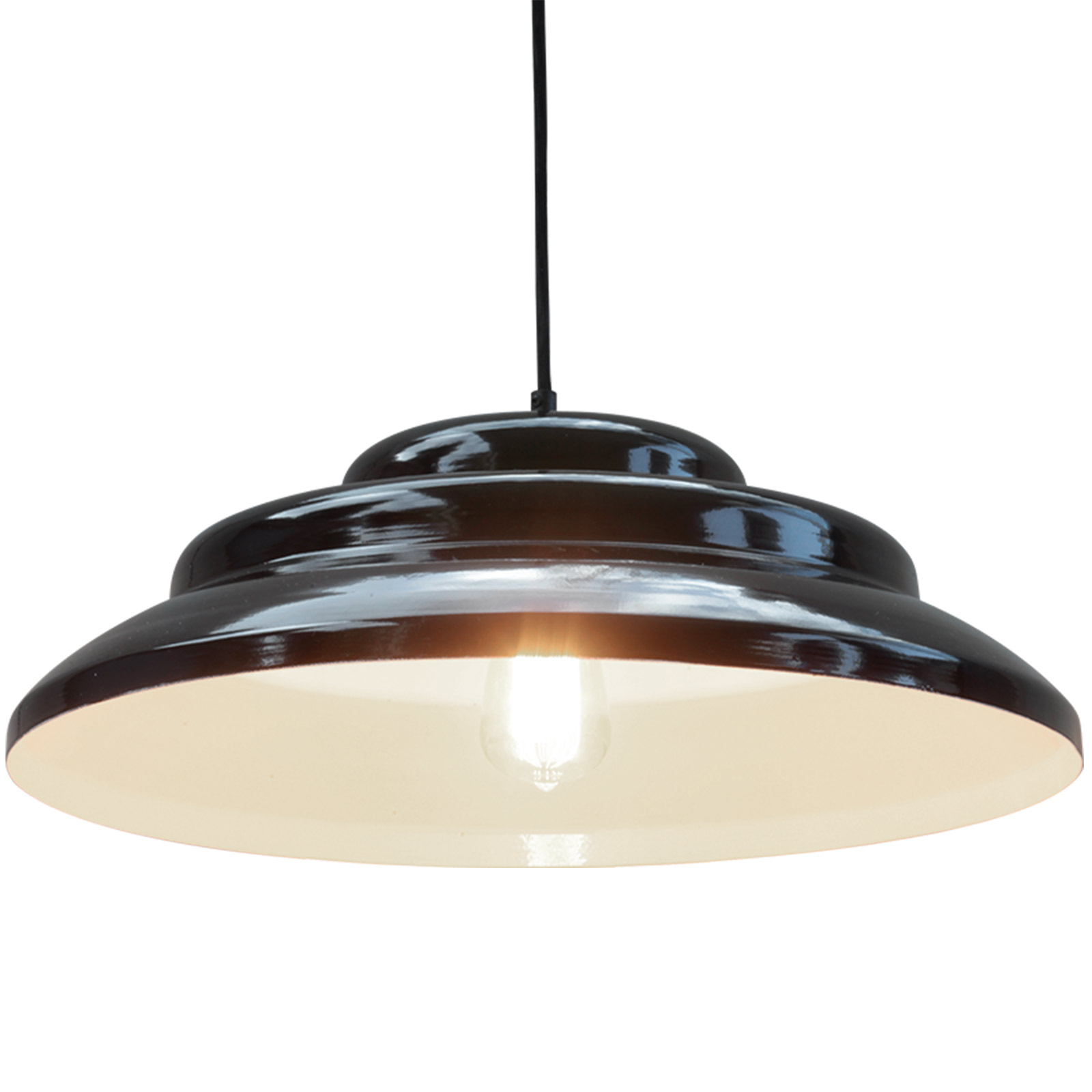 ART DÉCO Large flat pendant light in aluminum or copper