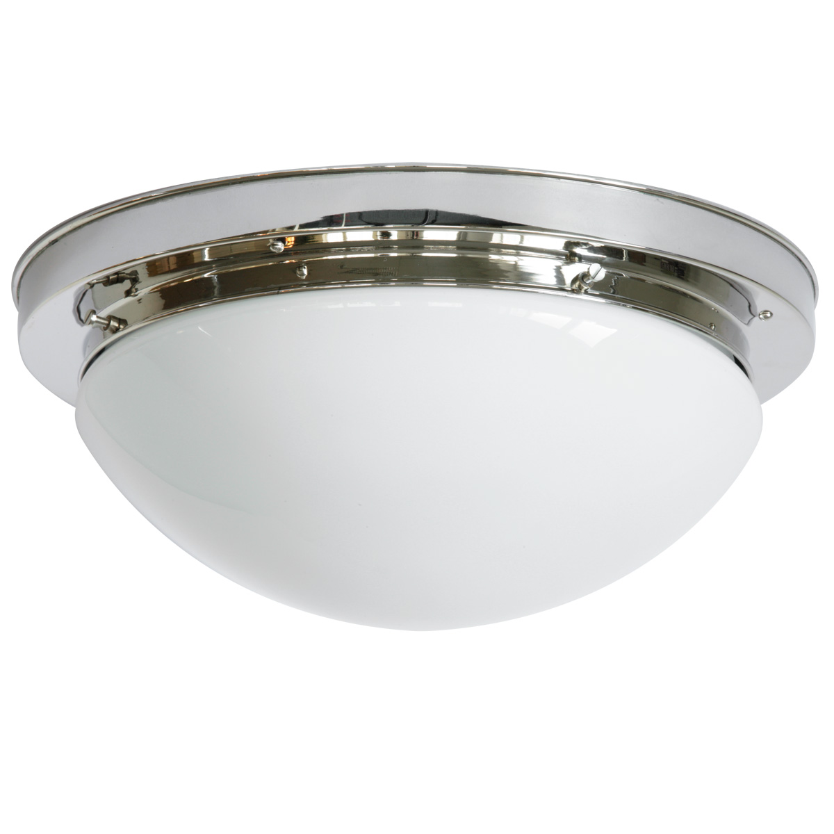 Circular brass Art Déco ceiling light with Opal Glass Ø 26/37 cm